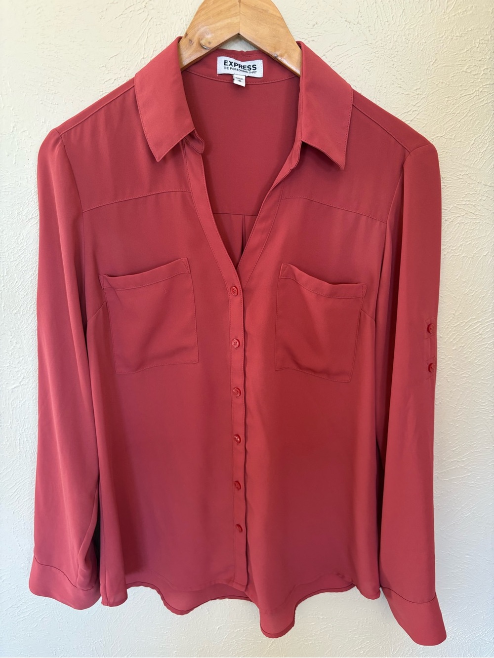 Express Portofino Button-Up in Coral